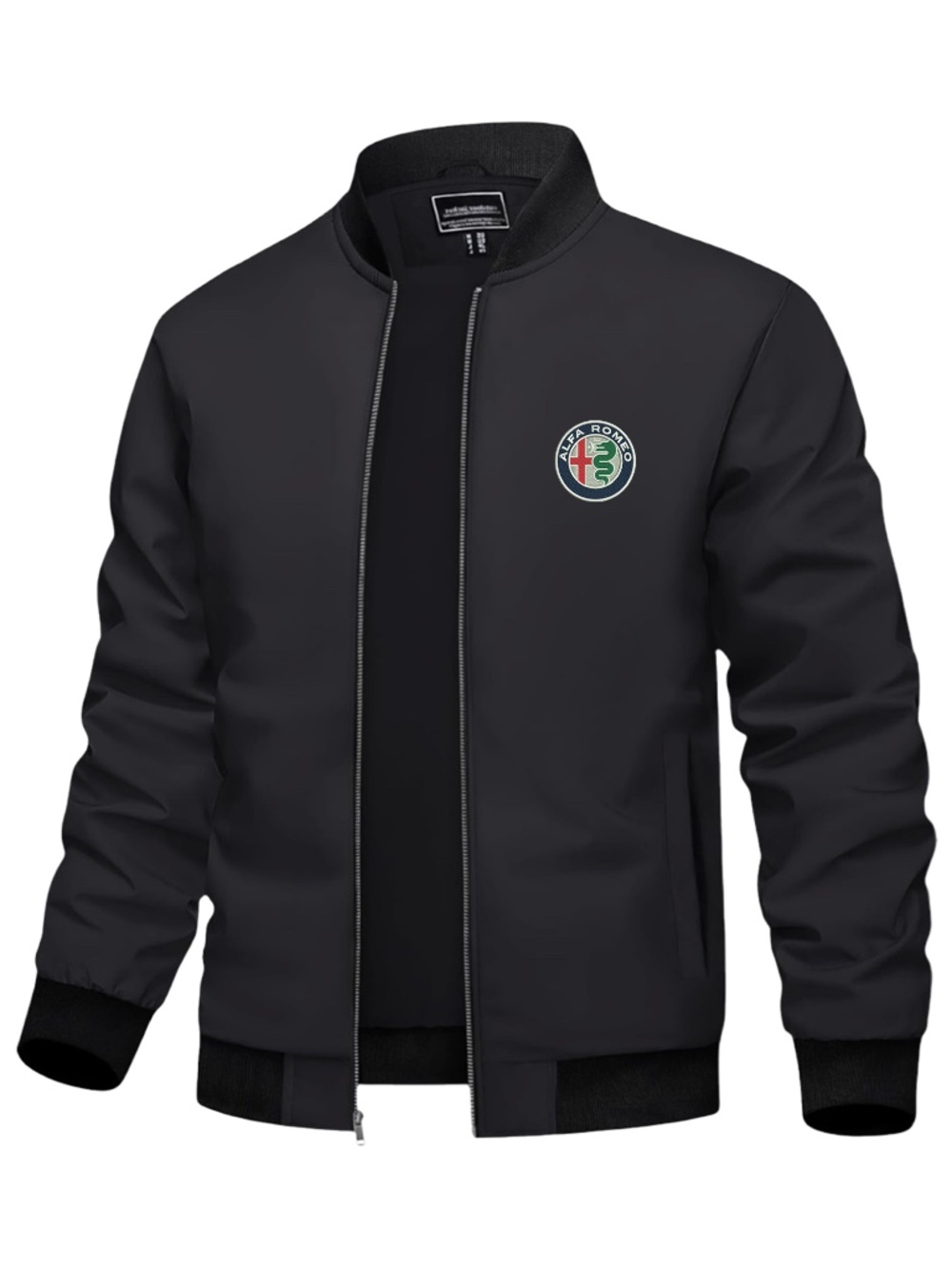 Men’s Alfa Romeo Embroidered Lightweight Bomber Jacket Black